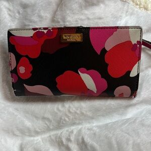 Kate Spade Black and Red Floral Wallet